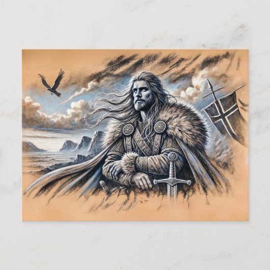 Harald Fairhair in pastelkrijttekening Briefkaart (Voorkant)