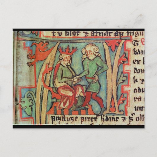 Harald I Fairhair greeting Guthrum "Flateybok" Briefkaart (Voorkant)
