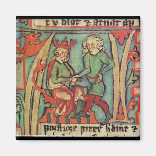 Harald I Fairhair greeting Guthrum "Flateybok" Magneet (Voorkant)