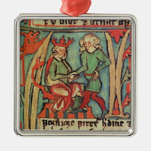 Harald I Fairhair greeting Guthrum "Flateybok" Metalen Ornament (Voorkant)