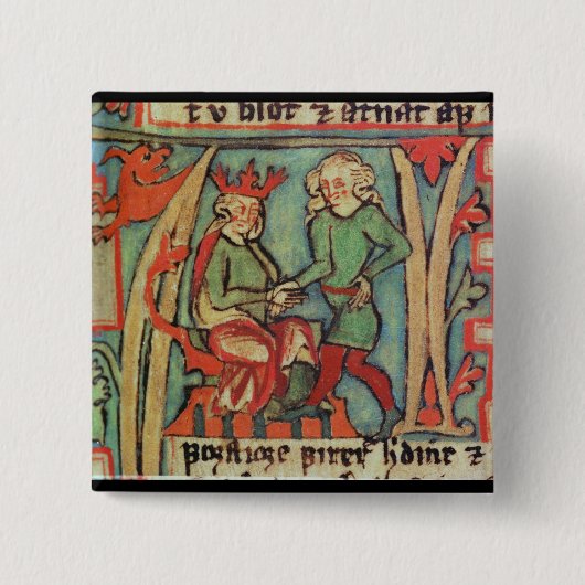 Harald I Fairhair greeting Guthrum "Flateybok" Vierkante Button 5,1 Cm (Voorkant)