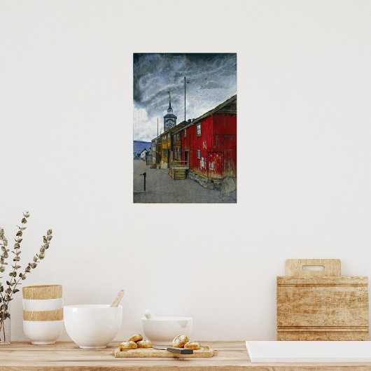 Harald Sohlberg Street in Røros Poster (Keuken)