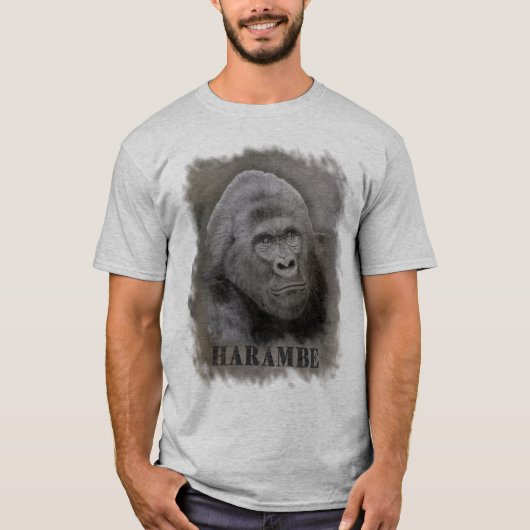 Harambe (Grafiettekening)-groot Afbeelding grootte T-shirt (Voorkant)