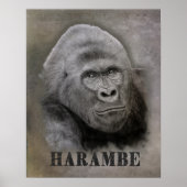 Harambe (Grafiettekening) Poster (Voorkant)