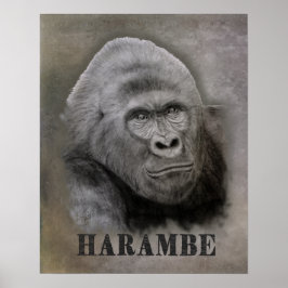 Harambe (Grafiettekening) Poster