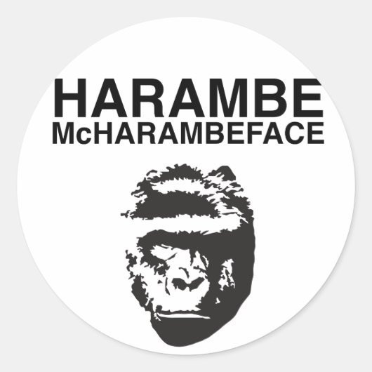 Harambe McHarambeface Ronde Sticker (Voorkant)