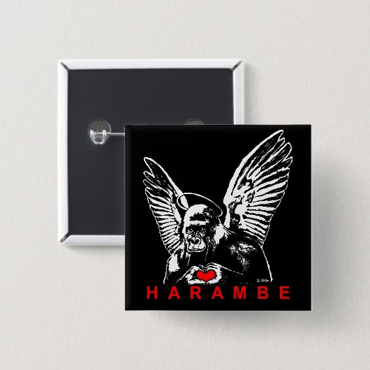 Harambe Vierkante Button 5,1 Cm (Voorkant /achterkant)