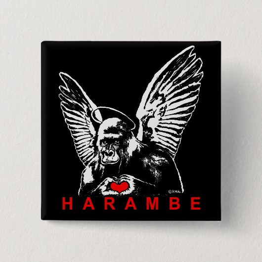 Harambe Vierkante Button 5,1 Cm (Voorkant)