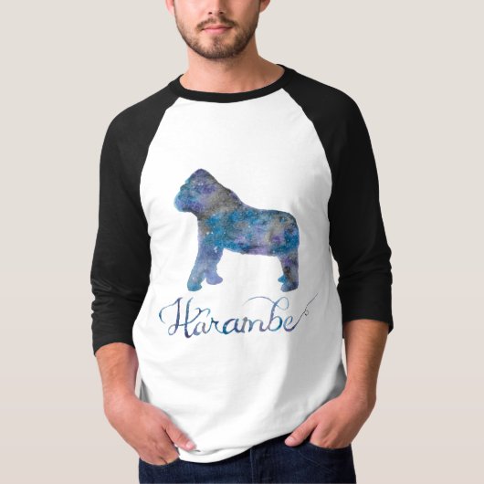 Harambe Waterverf Mannen Baseball T-shirt (Voorkant)