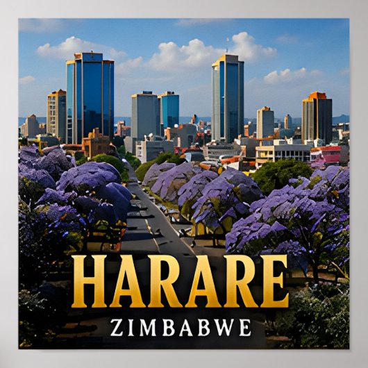 Harare Jacaranda-boulevards en Zimbabwaanse geest Poster (Voorkant)