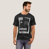 Harare Zimbabwe Boarding Pass Airline Ticket Trave T-shirt (Voorkant volledig)