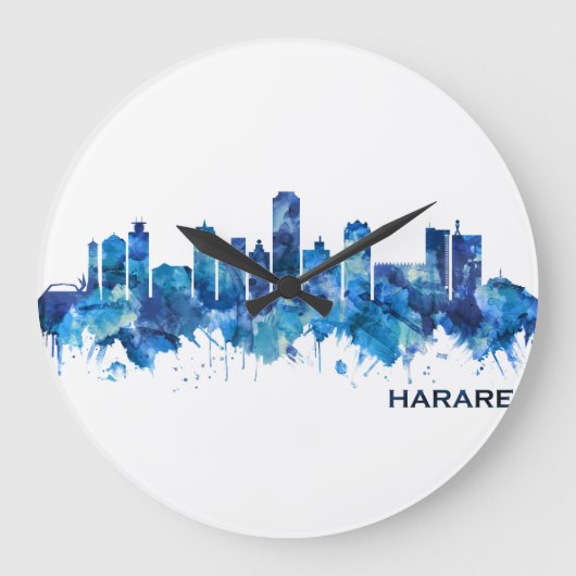 Harare Zimbabwe Skyline Blue Grote Klok (Voorkant)