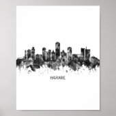 Harare Zimbabwe Skyline BW Poster (Voorkant)