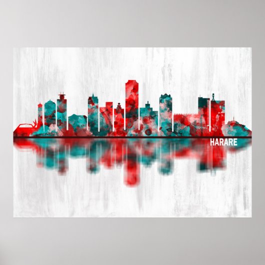 Harare Zimbabwe Skyline Poster (Voorkant)