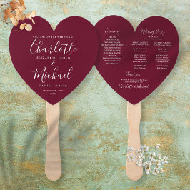 Harart van het Burgundy Chic Wedding Program Handwaaier
