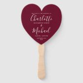 Harart van het Burgundy Chic Wedding Program Handwaaier (Voorkant)