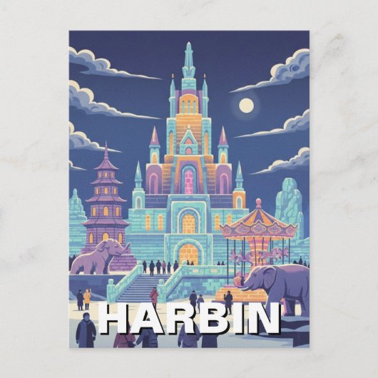 Harbin Ijsfestival China Briefkaart (Voorkant)