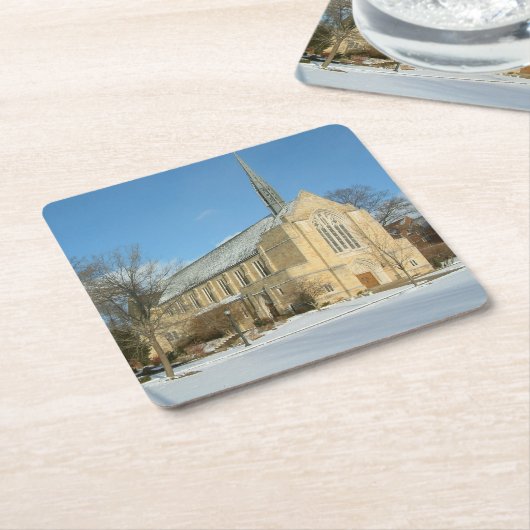 Harbison Chapel in Winter in Grove City College Kartonnen Onderzetters (Schuin)