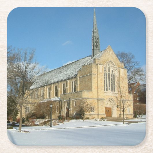Harbison Chapel in Winter in Grove City College Kartonnen Onderzetters (Voorkant)