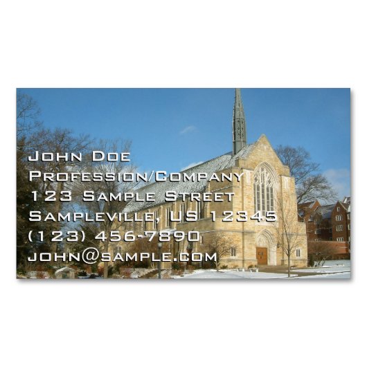 Harbison Chapel in Winter in Grove City College Magnetisch Visitekaartje (Voorkant)