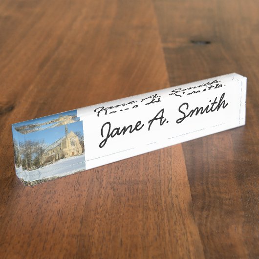 Harbison Chapel in Winter in Grove City College Naambordje (Zijkant)