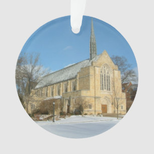 Harbison Chapel in Winter in Grove City College Ornament