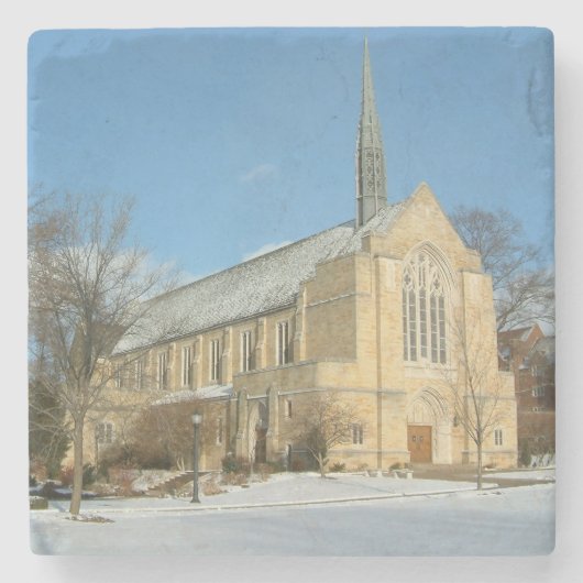 Harbison Chapel in Winter in Grove City College Stenen Onderzetter (Voorkant)