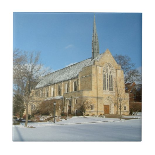 Harbison Chapel in Winter in Grove City College Tegeltje (Voorkant)