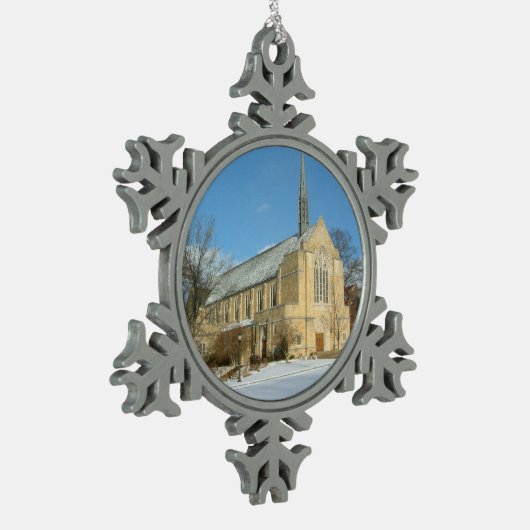 Harbison Chapel in Winter in Grove City College Tin Sneeuwvlok Ornament (Links)