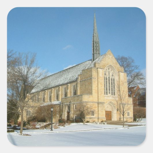 Harbison Chapel in Winter in Grove City College Vierkante Sticker (Voorkant)
