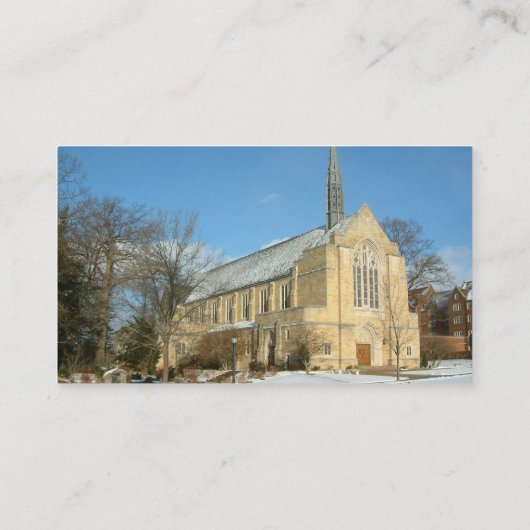 Harbison Chapel in Winter in Grove City College Visitekaartje (Achterkant)