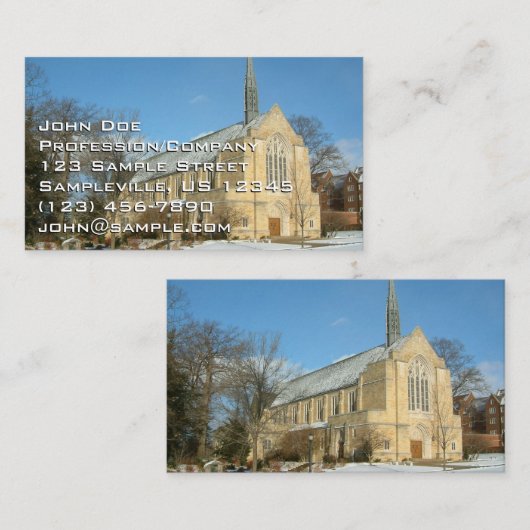 Harbison Chapel in Winter in Grove City College Visitekaartje (Voorkant / Achterkant)
