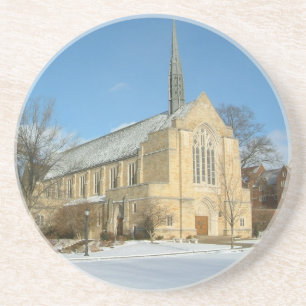 Harbison Chapel in Winter in Grove City College Zandsteen Onderzetter