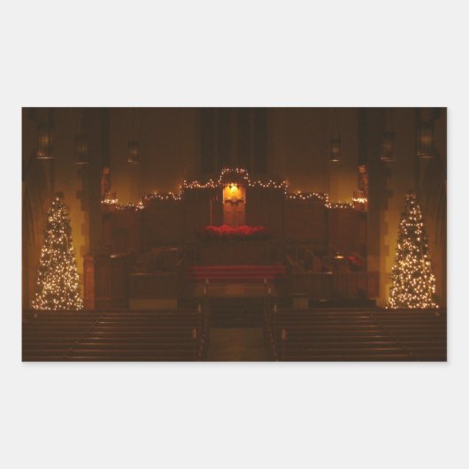 Harbison Chapel op het kerstgrove City College Rechthoekige Sticker (Voorkant)