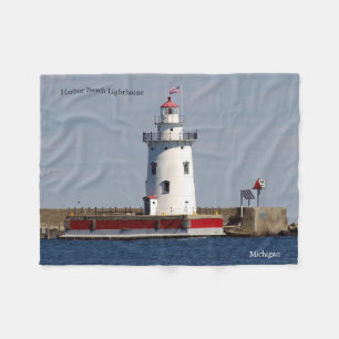 Harbor Beach Lighthouse fleece deken