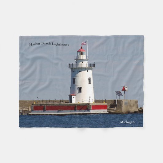 Harbor Beach Lighthouse fleece deken (Voorkant (Horizontaal))