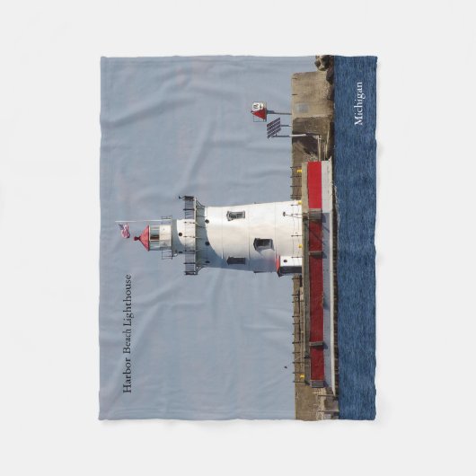 Harbor Beach Lighthouse fleece deken (Voorkant)
