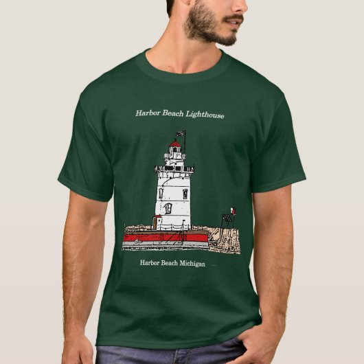 Harbor Beach Lighthouse shirt donker (Voorkant)