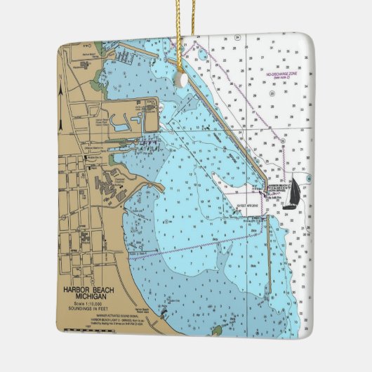 Harbor Beach Michigan Nautical Chart Keramisch Ornament (Links)