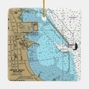 Harbor Beach Michigan Nautical Chart Keramisch Ornament