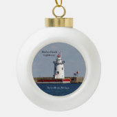 Harbor Beach vuurtoren Keramische Bal Ornament (Voorkant)