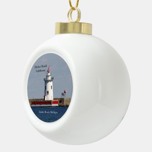 Harbor Beach vuurtoren Keramische Bal Ornament (Rechts)