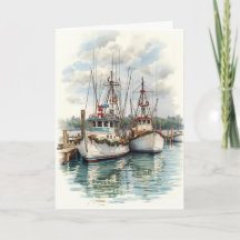 Harbor Lights Holiday – Coastal Boats Card
