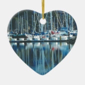 HARBOR , SAUSALITO, CA. kersthartvormig Keramisch Ornament (Voorkant)