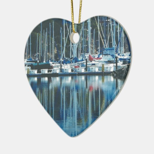 HARBOR , SAUSALITO, CA. kersthartvormig Keramisch Ornament (Links)