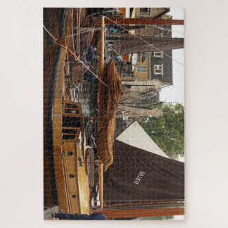 Harbor, wood Fishingboat  Legpuzzel