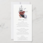 Harbor Yacht Sailboat Waterverf Wedding Menu Kaart (Voorkant)
