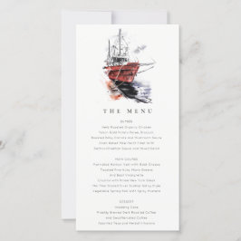 Harbor Yacht Sailboat Waterverf Wedding Menu Kaart