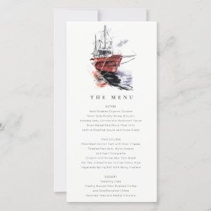 Harbor Yacht Sailboat Waterverf Wedding Menu Kaart