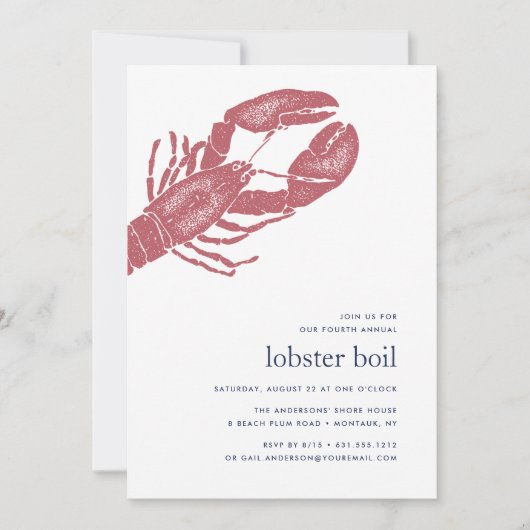 Harborside | Lobster Boil of Bake Invitation Kaart (Voorkant)